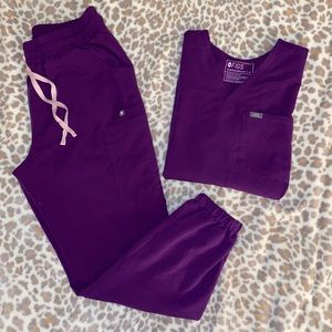 COPY - Large Medium Top Purple FIGS Scrub Set